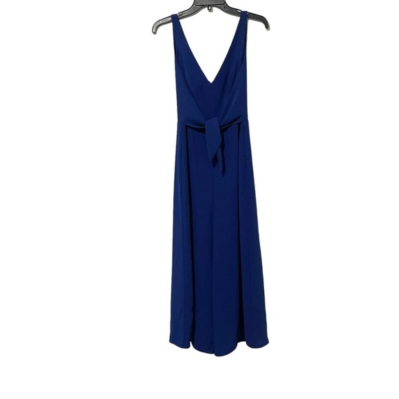 Amanda Uprichard Blue Charter Front Tie Wide Leg Jumpsuit Size Medium - Picture 1 of 6